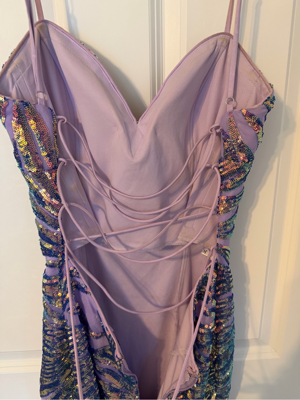 Jovani Prom Dress  08481 Iridescent Purple Spaghetti Strap Dress - Picture 13 of 16